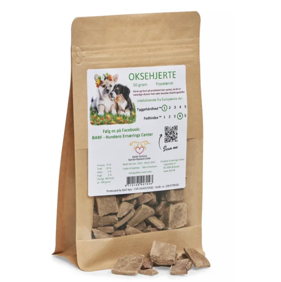 Oksehjerte frysetørret 50 g