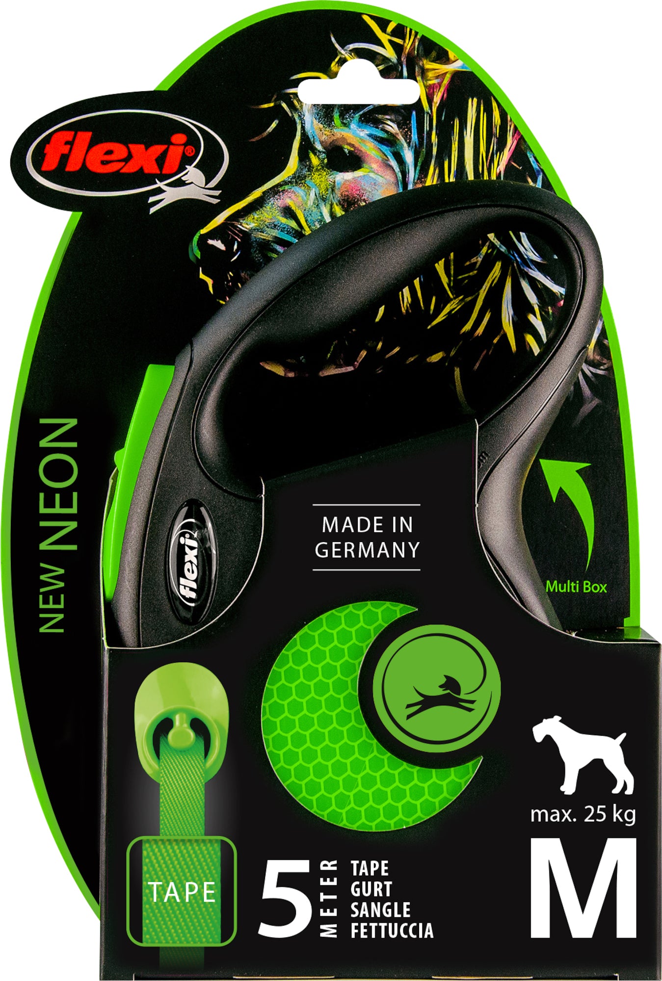 Flexi New Neon Tape svørt/grøn 5m