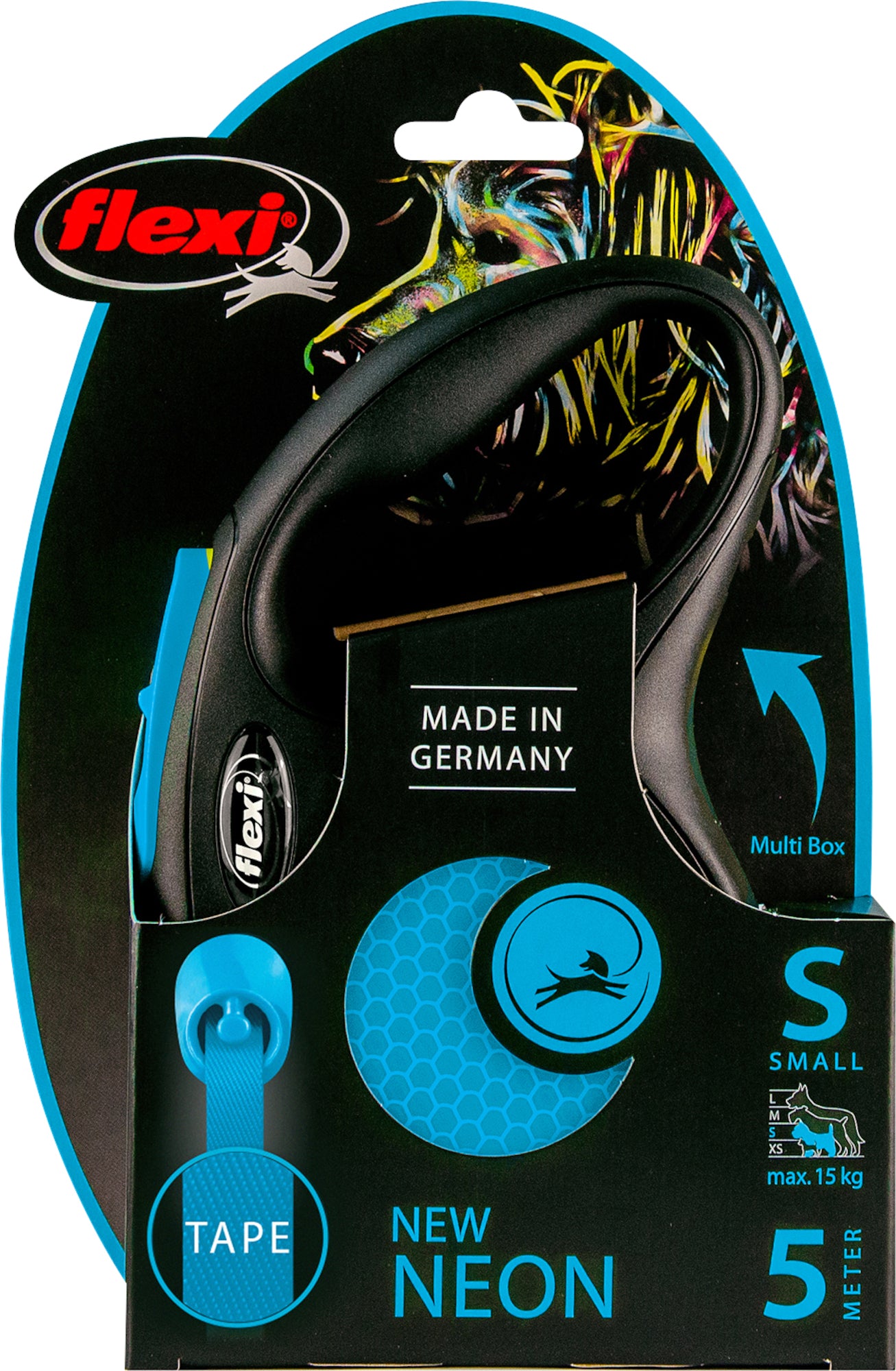 Flexi New Neon Tape svørt/blá 5m