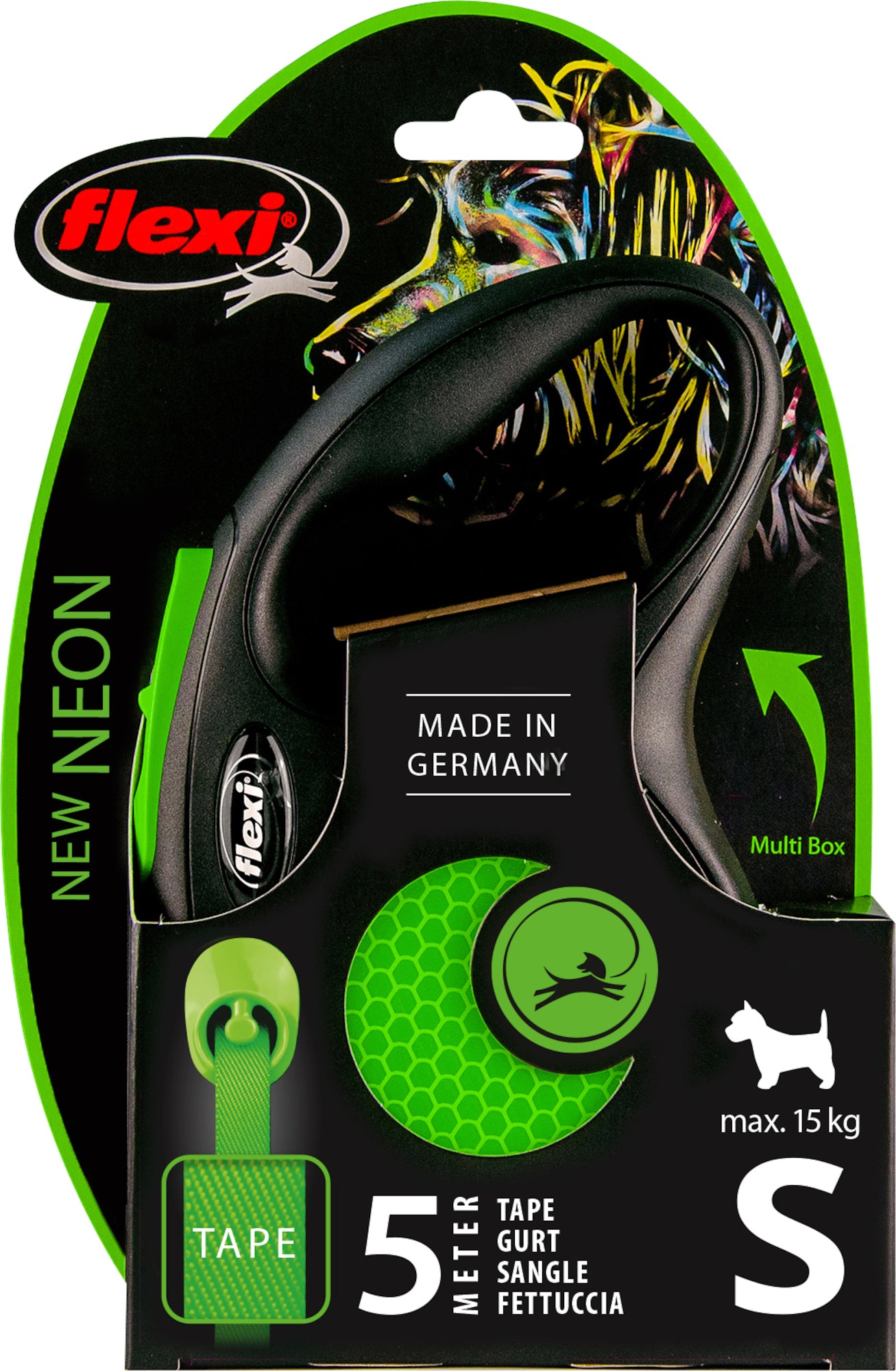 Flexi New Neon Tape svørt/grøn 5m
