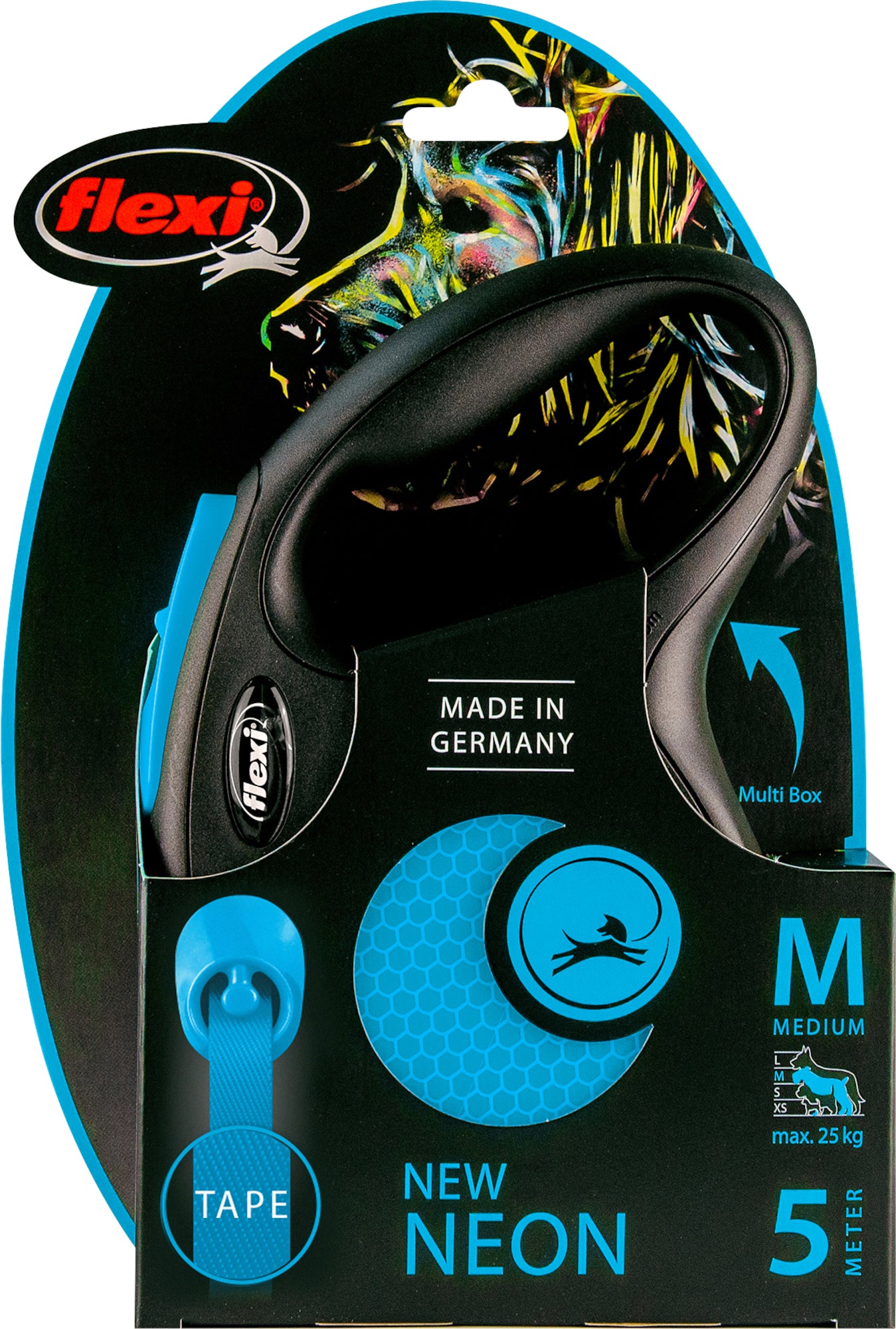 Flexi New Neon Tape svørt/blá 5m