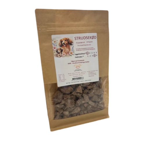 Strudsekød frysetørret 50 gram
